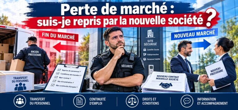 Perte de marché : un agent de sécurité se demande s'il sera repris par la nouvelle société. Transfert du personnel, continuité d'emploi, droits et conditions, information et accompagnement.